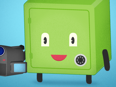 Video Vault Mascot cam camcorder character design cute green happy illustration ipad iphone mascot vault