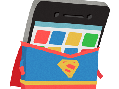 iPhone 4S apps cape character design cute illustration iphone super superman vector