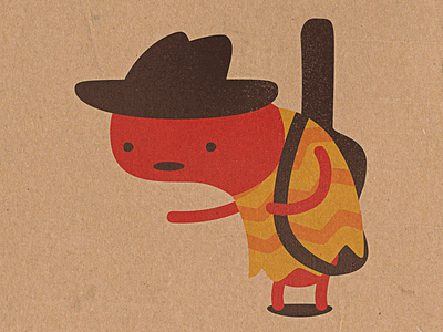 Sausage Guy cardboard character design hat illustration poncho red sausage sombrero