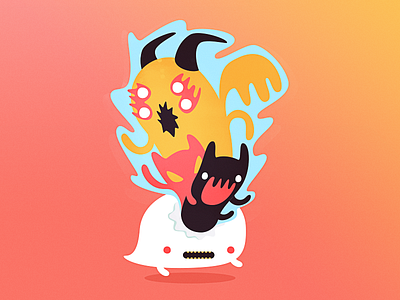 Ghost Host character design demon ghost horns illustration magic wings