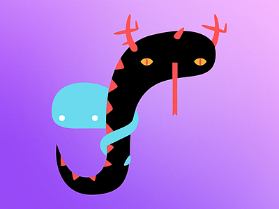 Demon Snake character design demon eyes ghost horns illustration scales snake tongue