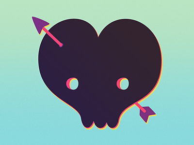 Skull Heart arrow character design heart illustration neon skull