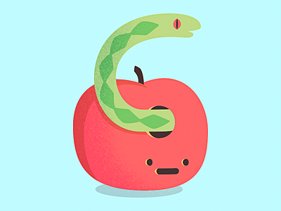 Apple & Snake apple character design fruit illustration serpent snake