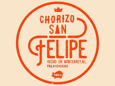 Chorizo San Felipe country crown label pig pork triangle