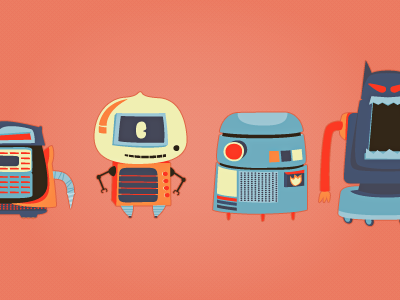 Assorted Robots bears character design illustration lightbulb robots