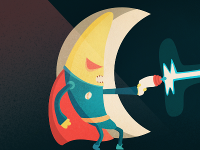 Captain Banana character design illustration vector banana space gun laser ray moon shooting firing texture
