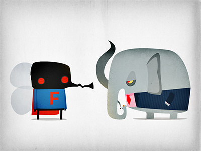 The Fly & Bureaucratic Elephant character design illustration vector textures superhero fly elephant wings smoking smoke cigarette suit cape tie