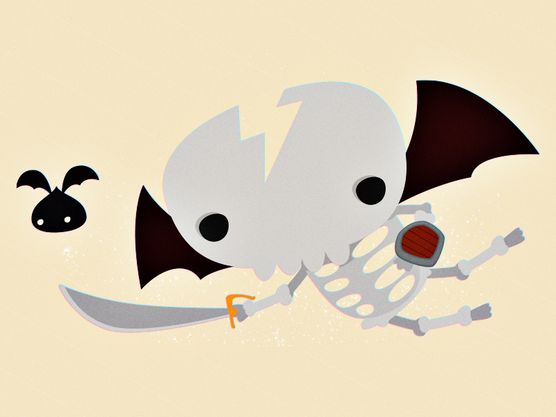 Flying Skull character design illustration vector skull wings fly sword shield board