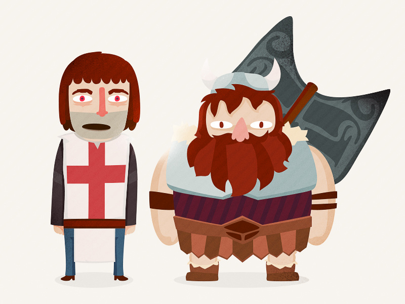 Crusader & Viking character design illustration crusader cross viking axe