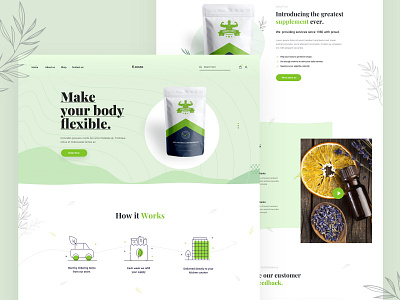 Supplement Website. bursh clean exercise health healthy illstration medical medicine minimal modern professional supplement supplements ui user experience user interface design userinterface webdesign workout