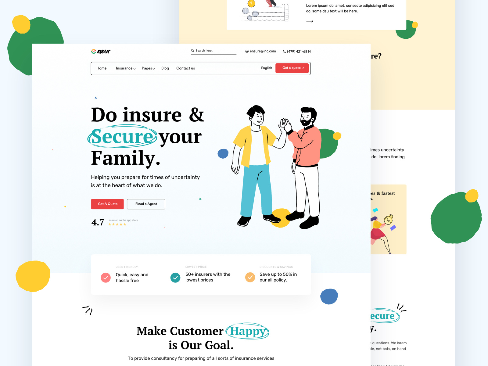 Insurance company page concept agency business car insurance corporate creative heath illustration insurance life insurance marketing minimal portfolio startup