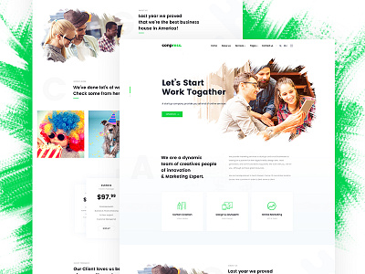 Startup Landing Page agency business colour corporate flat green splash startup trend web