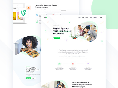 Rebound of Agency Landing Page agency business colour corporate flat green shape startup trend web
