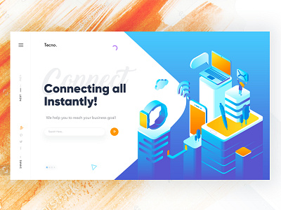 Social Networking Landing Page Exploration. banner colorfull fresh illustration lading page minimal social network technology trend