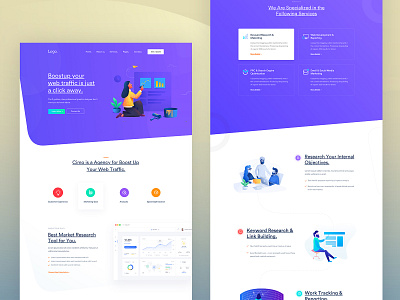 SEO Agency Landing Page, agency business corporate creative design illustration marketing minimal search engine optimization seo startup trend