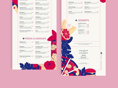 Pizzeria restaurant - Takeaway menu foldable flyer bottom design food illustration inkscape print restaurant vector