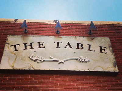 The Table Signage branding design logo metal sign singage table the