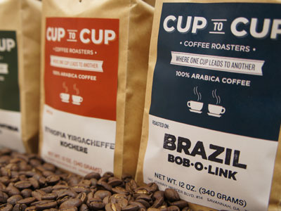Cup to Cup Coffee - Now with More Color branding coffee label logo stamp