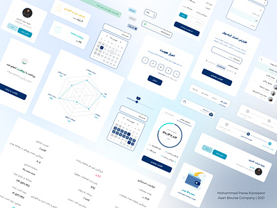 Asan Company UI kit app application blue currency dark blue design design guideline designer finance financial kit light blue navy ui ui kit user interface desgin ux visual design web design web ui ux