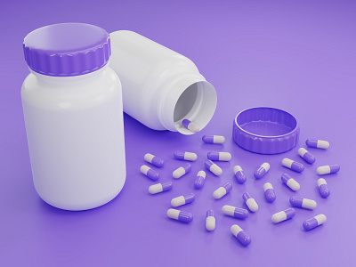 3D Medicine bottle with pills