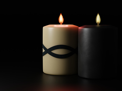 Flame candles on black background