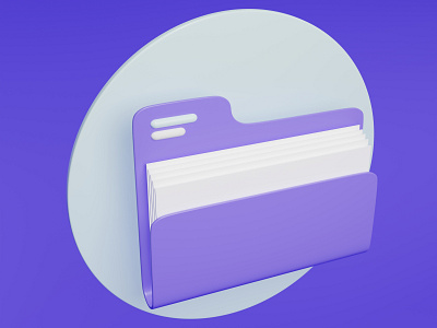 3D Render modern folder with documents 3d 3d illustration 3d render folder icon office web