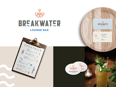 BreakWater - Lounge Cocktail Bar bar branding cocktail bar design graphic graphic elements identity design logodesign lounge menu menubar