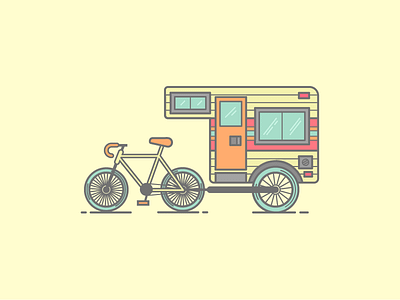 Bike Camper bicycle bike camper illustration line orange outline yellow