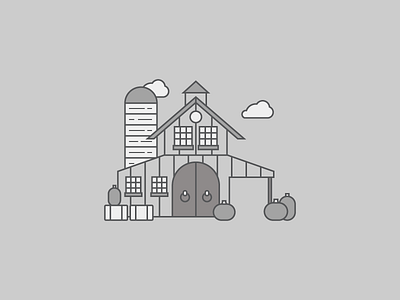 Barn barn black and white clouds country fall grey hay illustration pumpkin