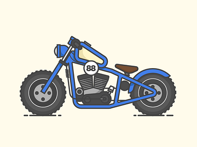 Motorcycle bike blue bobber illustration simple vehicle