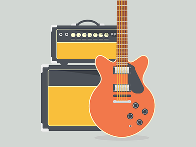 Guitar amp fender flat gibson guitars icon illustration music