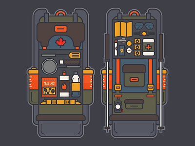 Backpack backpack camera canada flat icons illustration