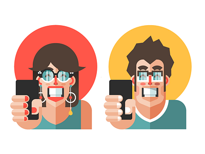 Selfie Character Illustrations avatar character characters glasses icon illustration phone portrait selfie