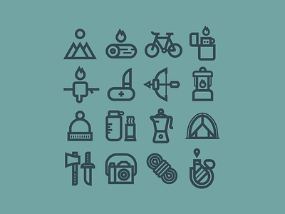 Camping bike camera camping fire flat flat icons icons illustration illustrations outdoors tent winter