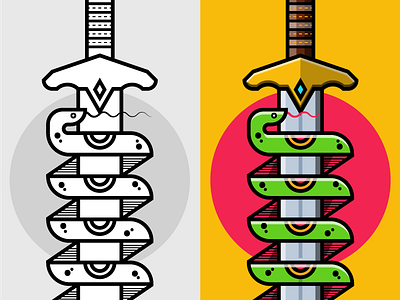 Sword and Snake flat design graphic design icon icons illustration ui ux uxui vector web