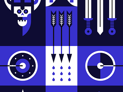 Viking Illustration. blue dagger icon iconography icons illustration poster skull vector
