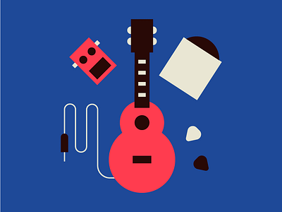 Guitar blue geometric icon illustration music red vector visual