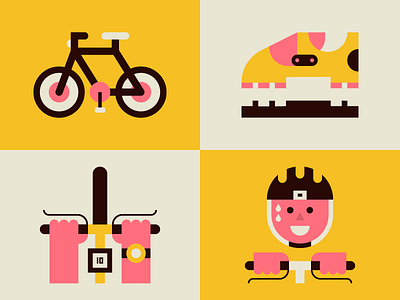 Bike bike character icon illustration person pink vector yellow