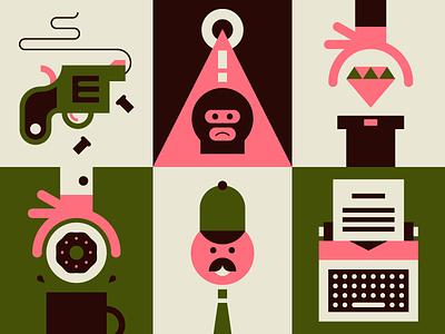 detective character green icon icons illustration minimal pink simple vector