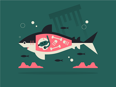 Shark animal character diving icon icons illustration shark shark week vector