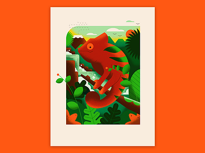 chameleon animal chameleon character design icon illustration lizard orange vector