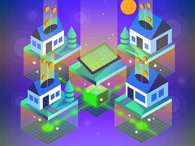 Blockchain blockchain gradient house illustration houses icon icons illustration technology ui