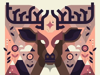 Deer Illustration animal deer geometric graphic design icon illustration illustrator mountains simple vector