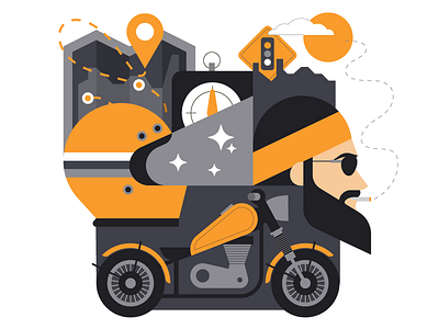 Motorcycle illustration character graphic design helmet icon icons illustration map motorcycle simple travel vector yellow