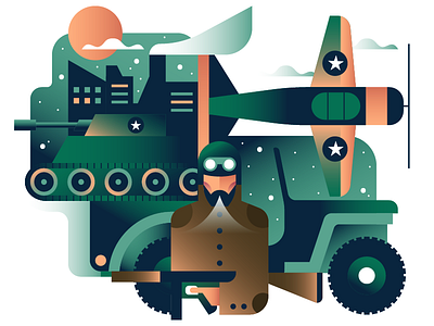 Soldier illustration character geometric green icon icons illustration jeep soldier tank vector winter