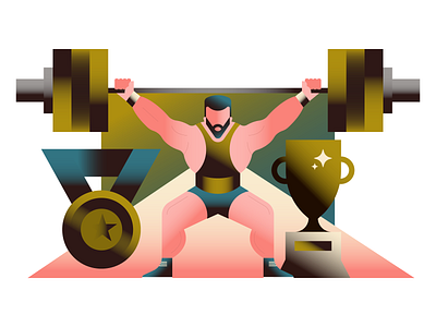 Weightlifter character character design exercise gradient graphic design icon icons illustration minimal vector weightlifting