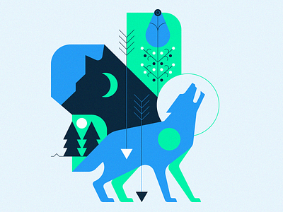 Wolves animals flower geometric illustration graphic design icon icons illustration nature shape vector wolf wolves