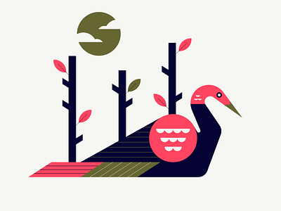 crane bird bird illustration design flat geometric icon icons illustration minimal nature simple vector