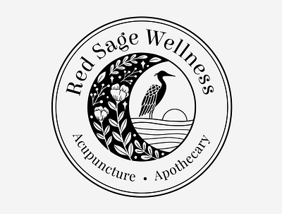 Red Sage Wellness branding design illustration logo