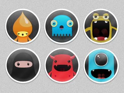 Cute monster avatars avatars icons ninja profile ui user